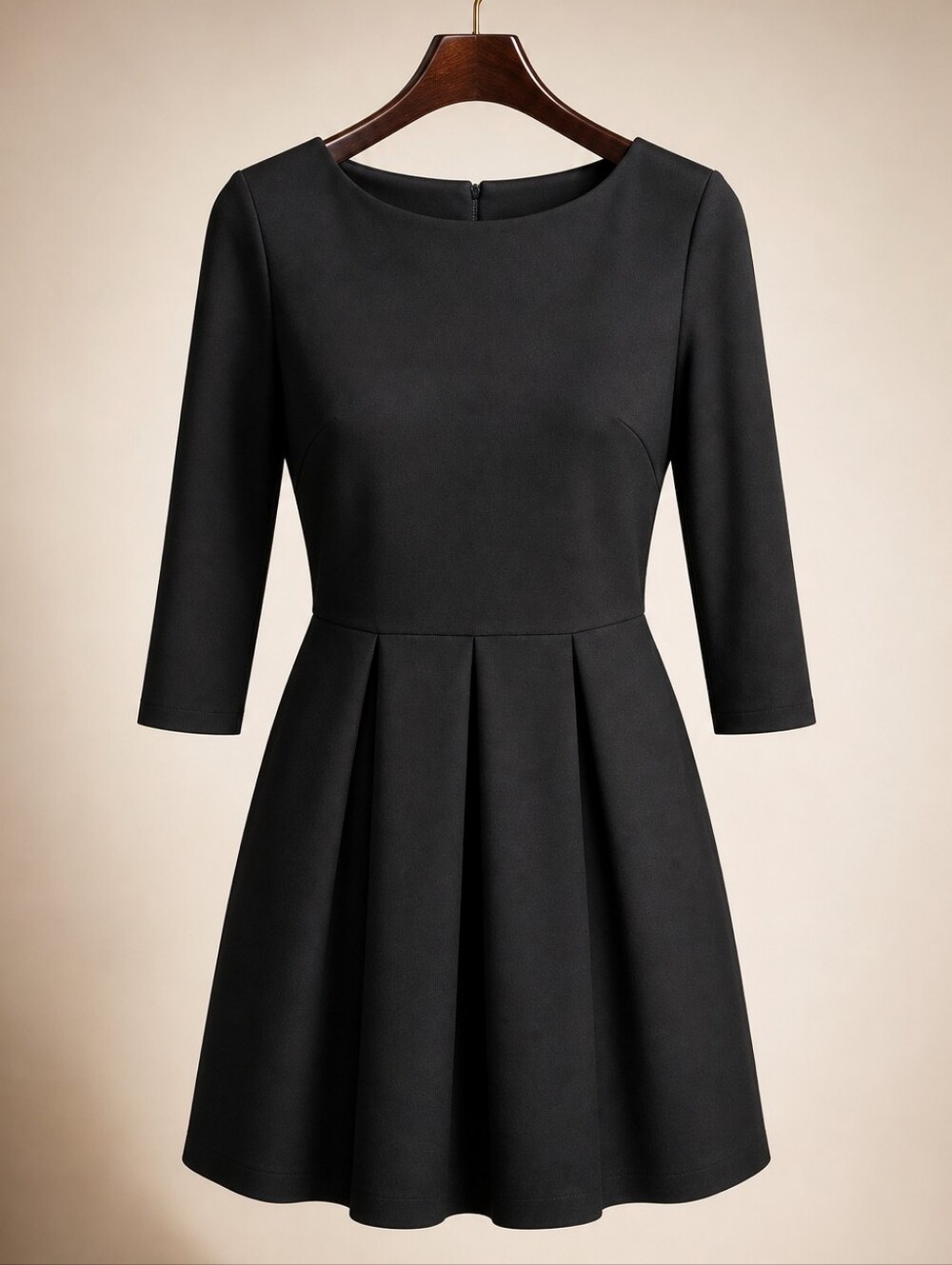 New Topshop black Ponte dress. Pleated skirt. Back hidden zipper. Size 8.